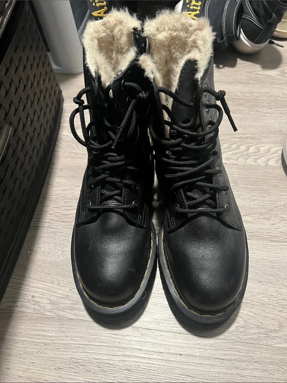 Doc Martens Black Faux Fur Lined Combat Boots